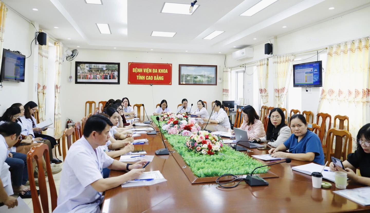 Các đại biểu tham dự tại điểm cầu bệnh viện đa khoa tỉnh Cao Bằng